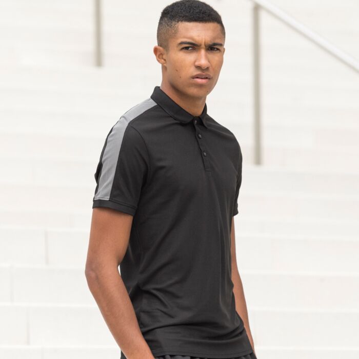 Football Team Contrast Panel Piqué Polo Shirt Thumbnail